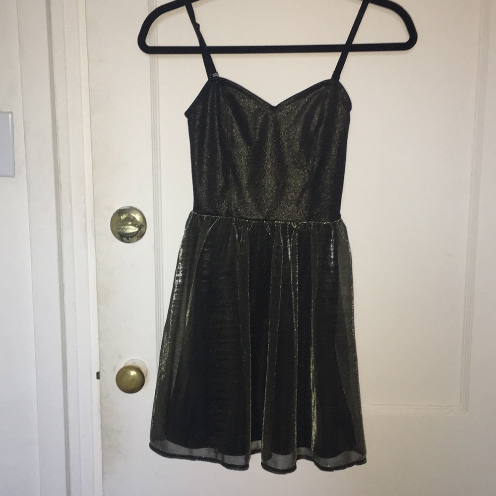 Gold metallic mini dress